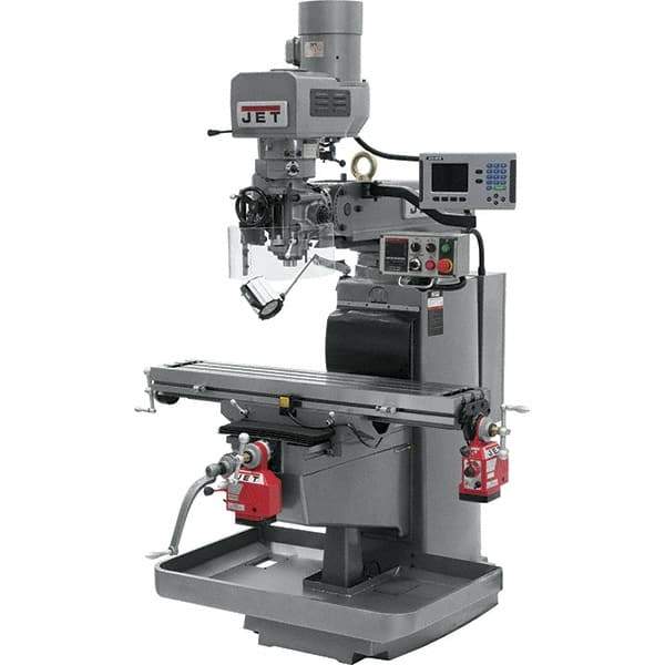 Jet - 10" Table Width x 50" Table Length, Electronic Variable Speed Control, 3 Phase Knee Milling Machine - 3 hp - Exact Tool & Supply