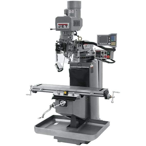Jet - 9" Table Width x 49" Table Length, Electronic Variable Speed Control, 3 Phase Knee Milling Machine - 3 hp - Exact Tool & Supply