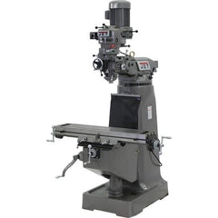 Jet - 9" Table Width x 42" Table Length, Step Pulley Control, 1 Phase Knee Milling Machine - 3 hp - Exact Tool & Supply