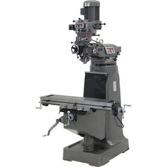 Jet - 9" Table Width x 42" Table Length, Step Pulley Control, 1 Phase Knee Milling Machine - 2 hp - Exact Tool & Supply
