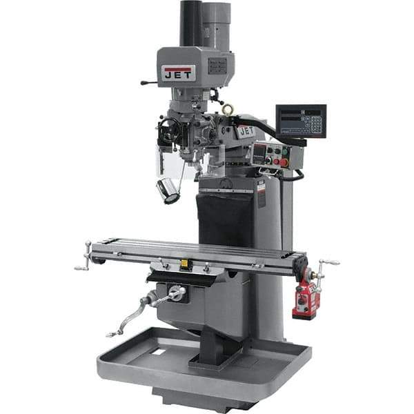 Jet - 9" Table Width x 49" Table Length, Electronic Variable Speed Control, 3 Phase Knee Milling Machine - 3 hp - Exact Tool & Supply