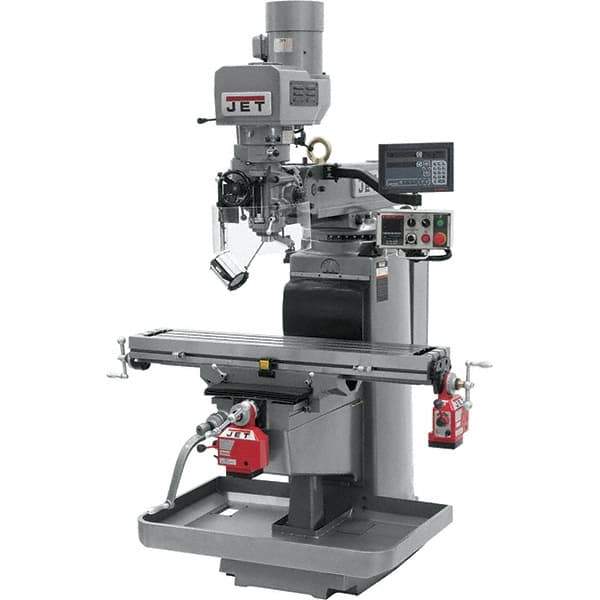 Jet - 10" Table Width x 50" Table Length, Electronic Variable Speed Control, 3 Phase Knee Milling Machine - 3 hp - Exact Tool & Supply