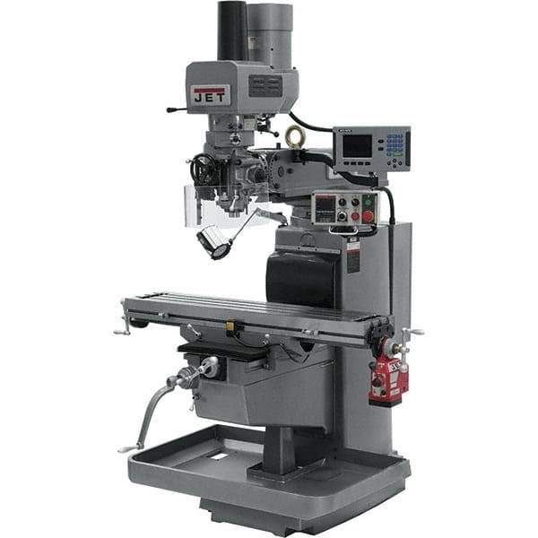 Jet - 10" Table Width x 50" Table Length, Electronic Variable Speed Control, 3 Phase Knee Milling Machine - 3 hp - Exact Tool & Supply