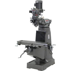 Jet - 9" Table Width x 42" Table Length, Step Pulley Control, 1 Phase Knee Milling Machine - 2 hp - Exact Tool & Supply