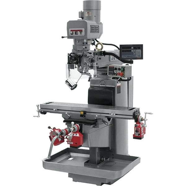 Jet - 10" Table Width x 50" Table Length, Electronic Variable Speed Control, 3 Phase Knee Milling Machine - 3 hp - Exact Tool & Supply