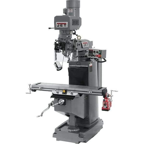 Jet - 9" Table Width x 49" Table Length, Electronic Variable Speed Control, 3 Phase Knee Milling Machine - 3 hp - Exact Tool & Supply