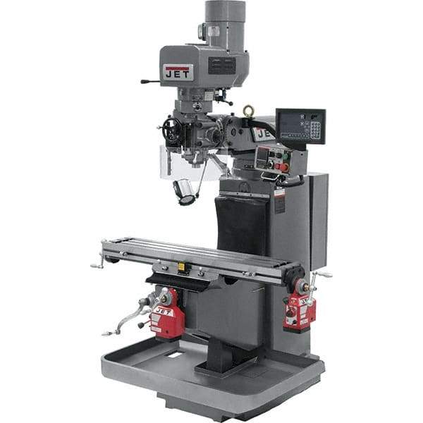 Jet - 9" Table Width x 49" Table Length, Electronic Variable Speed Control, 3 Phase Knee Milling Machine - 3 hp - Exact Tool & Supply