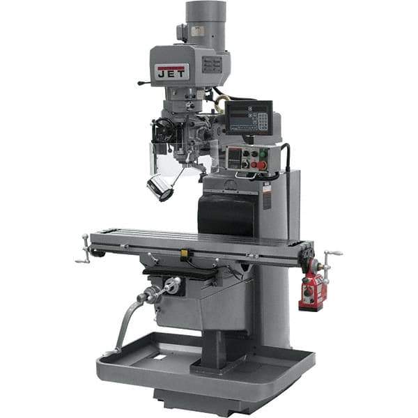Jet - 10" Table Width x 50" Table Length, Electronic Variable Speed Control, 3 Phase Knee Milling Machine - 3 hp - Exact Tool & Supply