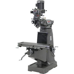 Jet - 9" Table Width x 42" Table Length, Step Pulley Control, 1 Phase Knee Milling Machine - 2 hp - Exact Tool & Supply