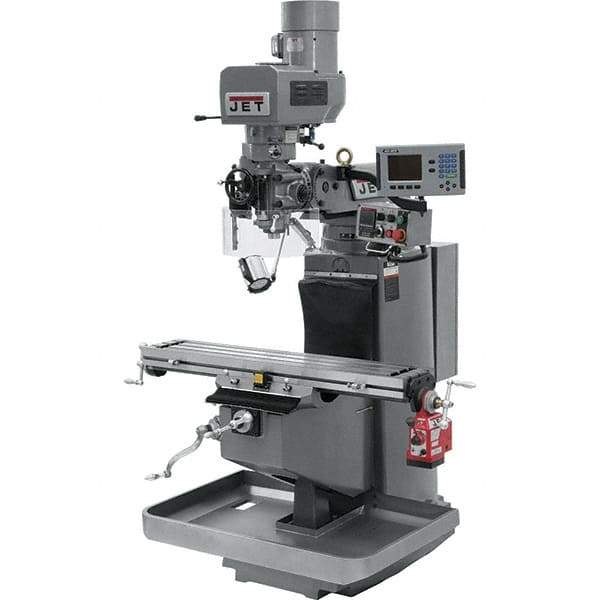 Jet - 9" Table Width x 49" Table Length, Electronic Variable Speed Control, 3 Phase Knee Milling Machine - 3 hp - Exact Tool & Supply