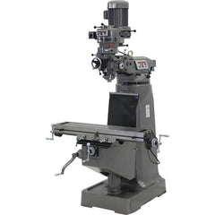 Jet - 9" Table Width x 42" Table Length, Step Pulley Control, 3 Phase Knee Milling Machine - 2 hp - Exact Tool & Supply