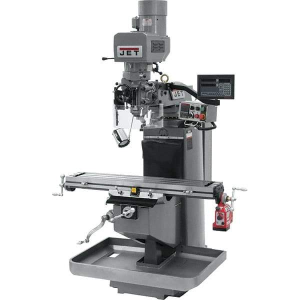 Jet - 9" Table Width x 49" Table Length, Electronic Variable Speed Control, 3 Phase Knee Milling Machine - 3 hp - Exact Tool & Supply
