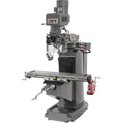 Jet - 10" Table Width x 50" Table Length, Electronic Variable Speed Control, 3 Phase Knee Milling Machine - R8 Spindle Taper, 3 hp - Exact Tool & Supply