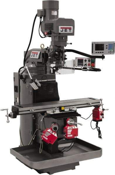 Jet - 9" Table Width x 49" Table Length, Electronic Variable Speed Control, 3 Phase Knee Milling Machine - 3 hp - Exact Tool & Supply