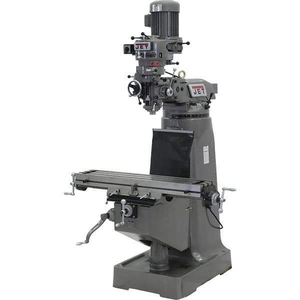 Jet - 9" Table Width x 42" Table Length, Step Pulley Control, 1 Phase Knee Milling Machine - 2 hp - Exact Tool & Supply
