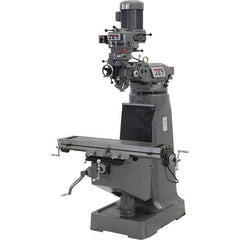 Jet - 9" Table Width x 42" Table Length, Step Pulley Control, 1 Phase Knee Milling Machine - 2 hp - Exact Tool & Supply