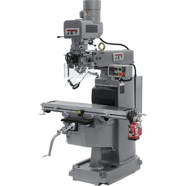 Jet - 10" Table Width x 50" Table Length, Electronic Variable Speed Control, 3 Phase Knee Milling Machine - 3 hp - Exact Tool & Supply