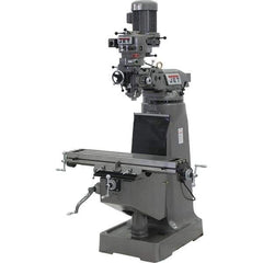 Jet - 9" Table Width x 42" Table Length, Step Pulley Control, 3 Phase Knee Milling Machine - 2 hp - Exact Tool & Supply