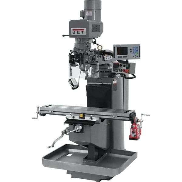 Jet - 9" Table Width x 49" Table Length, Electronic Variable Speed Control, 3 Phase Knee Milling Machine - 3 hp - Exact Tool & Supply