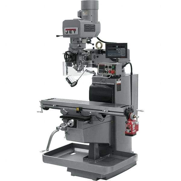 Jet - 10" Table Width x 50" Table Length, Electronic Variable Speed Control, 3 Phase Knee Milling Machine - 3 hp - Exact Tool & Supply