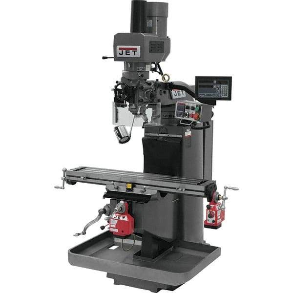 Jet - 9" Table Width x 49" Table Length, Electronic Variable Speed Control, 3 Phase Knee Milling Machine - 3 hp - Exact Tool & Supply