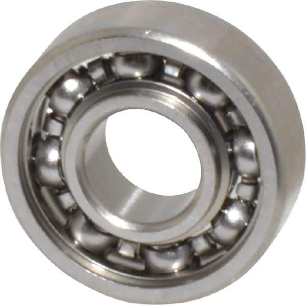 Value Collection - 3/32" Bore Diam, 5/16" OD, Open Miniature Radial Ball Bearing - 7/64" Wide, 1 Row, Round Bore, 40 Lb Static Capacity, 124 Lb Dynamic Capacity - Exact Tool & Supply
