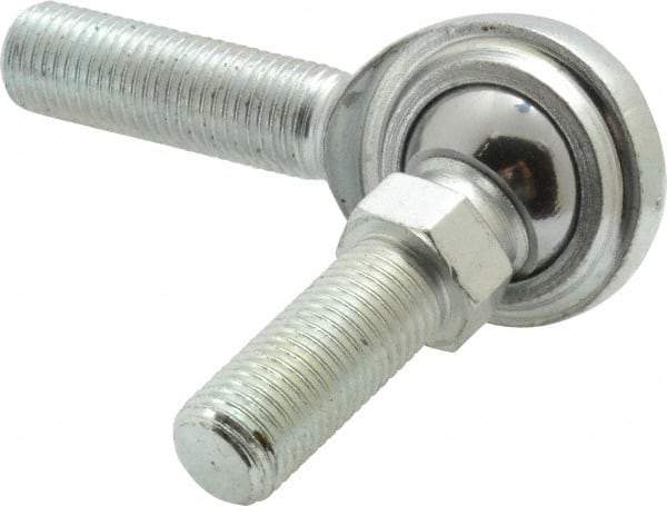 Made in USA - 7/16" ID, 1-1/8" Max OD, 6,402 Lb Max Static Cap, Male Spherical Rod End with Stud - 7/16-20 RH, Steel with Steel Raceway - Exact Tool & Supply