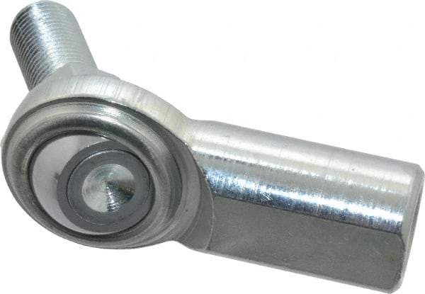 Made in USA - 7/16" ID, 1-1/8" Max OD, 6,402 Lb Max Static Cap, Female Spherical Rod End with Stud - 7/16-20 RH, Steel with Steel Raceway - Exact Tool & Supply