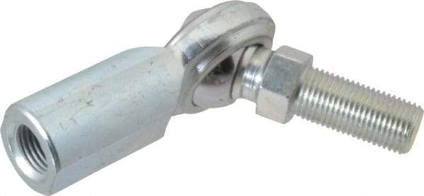 Made in USA - 1/2" ID, 1-5/16" Max OD, 8,386 Lb Max Static Cap, Female Spherical Rod End with Stud - 1/2-20 RH, Steel with Steel Raceway - Exact Tool & Supply