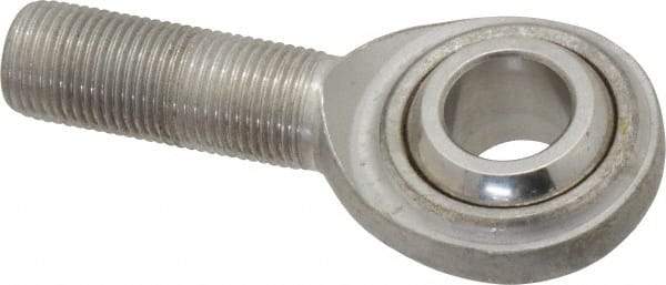 Made in USA - 5/8" ID, 1-1/2" Max OD, 5,860 Lb Max Static Cap, Plain Male Spherical Rod End - 5/8-18 RH, Stainless Steel with Stainless Steel Raceway - Exact Tool & Supply