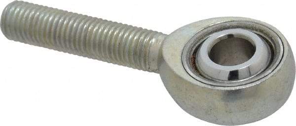 Made in USA - 5/16" ID, 7/8" Max OD, 7,639 Lb Max Static Cap, Plain Male Spherical Rod End - 5/16-24 RH, Alloy Steel with Steel Raceway - Exact Tool & Supply