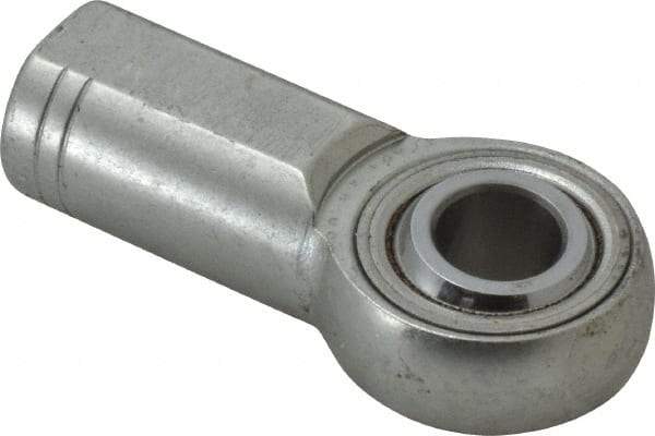 Made in USA - 1/2" ID, 1-5/16" Max OD, 15,340 Lb Max Static Cap, Plain Female Spherical Rod End - 1/2-20 RH, Alloy Steel with Steel Raceway - Exact Tool & Supply