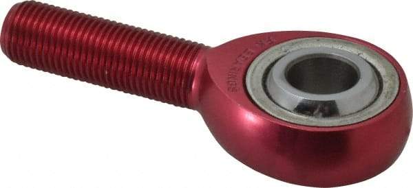 Made in USA - 1/2" ID, 1-5/16" Max OD, 7,698 Lb Max Static Cap, Plain Male Spherical Rod End - 1/2-20 RH, Aluminum Housing with Steel Raceway - Exact Tool & Supply