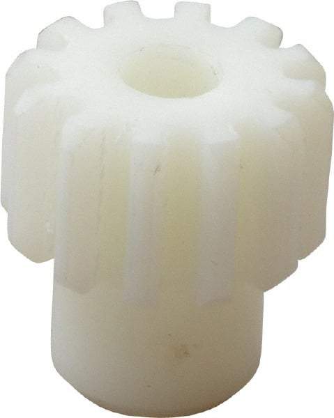 Poly Hi Solidur - 16 Pitch, 3/4" Pitch Diam, 12 Tooth Spur Gear - 1/2" Face Width, 1/4" Bore Diam, 9/16" Hub Diam, Nylon - Exact Tool & Supply
