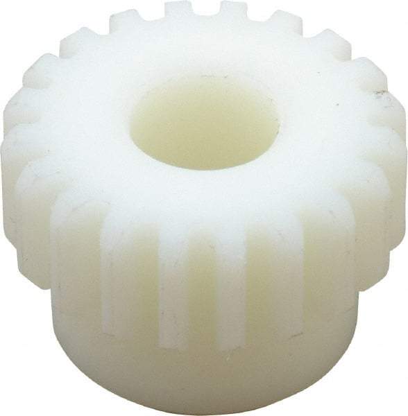 Poly Hi Solidur - 16 Pitch, 1-1/4" Pitch Diam, 20 Tooth Spur Gear - 1/2" Face Width, 1/2" Bore Diam, 1-1/16" Hub Diam, Nylon - Exact Tool & Supply