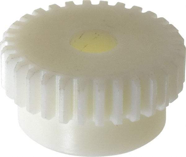 Poly Hi Solidur - 16 Pitch, 1-7/8" Pitch Diam, 30 Tooth Spur Gear - 1/2" Face Width, 1/2" Bore Diam, 1-5/8" Hub Diam, Nylon - Exact Tool & Supply
