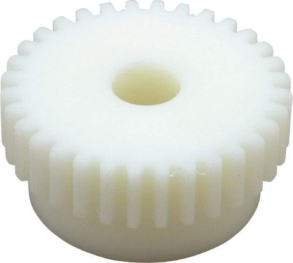 Poly Hi Solidur - 16 Pitch, 2" Pitch Diam, 32 Tooth Spur Gear - 1/2" Face Width, 1/2" Bore Diam, 1-3/4" Hub Diam, Nylon - Exact Tool & Supply