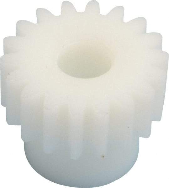Poly Hi Solidur - 20 Pitch, 0.9" Pitch Diam, 1" OD, 18 Tooth Spur Gear - 3/8" Face Width, 5/16" Bore Diam, 43/64" Hub Diam, 20° Pressure Angle, Acetal - Exact Tool & Supply