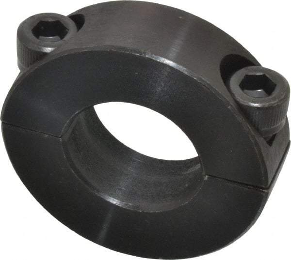 Climax Metal Products - 13/16" Bore, Steel, Two Piece Two Piece Split Shaft Collar - 1-5/8" Outside Diam, 1/2" Wide - Exact Tool & Supply