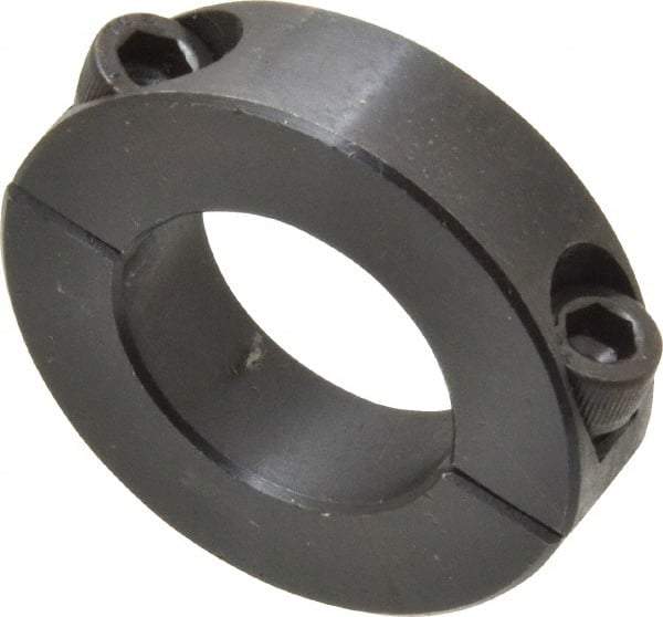 Climax Metal Products - 1-1/16" Bore, Steel, Two Piece Two Piece Split Shaft Collar - 1-7/8" Outside Diam, 1/2" Wide - Exact Tool & Supply