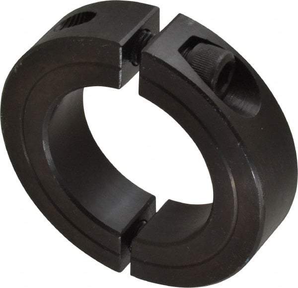 Climax Metal Products - 1-11/16" Bore, Steel, Two Piece Two Piece Split Shaft Collar - 2-3/4" Outside Diam, 11/16" Wide - Exact Tool & Supply