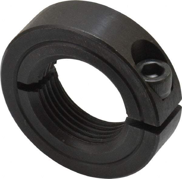 Climax Metal Products - 1-14 Thread, Steel, One Piece Threaded Shaft Collar - 1-3/4" Outside Diam, 1/2" Wide - Exact Tool & Supply