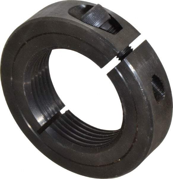 Climax Metal Products - 1-1/2-12 Thread, Steel, One Piece Threaded Shaft Collar - 2-3/8" Outside Diam, 9/16" Wide - Exact Tool & Supply
