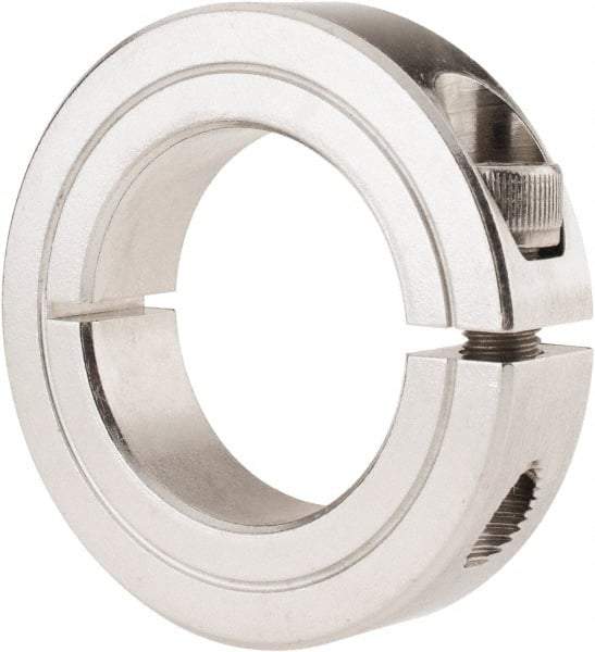 Climax Metal Products - 1-1/4" Bore, Stainless Steel, One Piece Clamp Collar - 2-1/16" Outside Diam, 1/2" Wide - Exact Tool & Supply