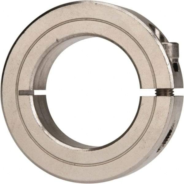 Climax Metal Products - 1-3/8" Bore, Stainless Steel, One Piece Clamp Collar - 2-1/4" Outside Diam, 9/16" Wide - Exact Tool & Supply