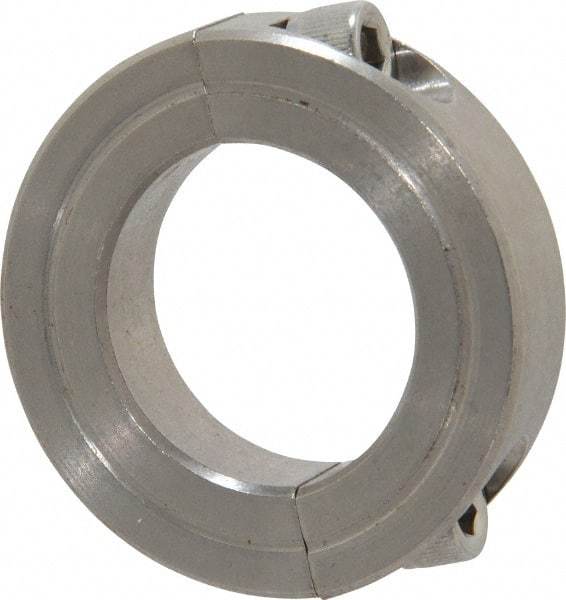 Climax Metal Products - 1-1/8" Bore, Stainless Steel, Two Piece Shaft Collar - 1-7/8" Outside Diam, 1/2" Wide - Exact Tool & Supply