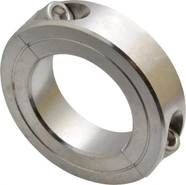 Climax Metal Products - 1-3/8" Bore, Stainless Steel, Two Piece Shaft Collar - 2-1/4" Outside Diam, 9/16" Wide - Exact Tool & Supply