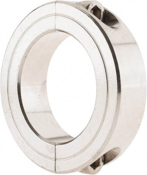 Climax Metal Products - 1-7/16" Bore, Stainless Steel, Two Piece Shaft Collar - 2-1/4" Outside Diam, 9/16" Wide - Exact Tool & Supply