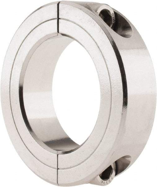 Climax Metal Products - 1-5/8" Bore, Stainless Steel, Two Piece Shaft Collar - 2-5/8" Outside Diam, 11/16" Wide - Exact Tool & Supply