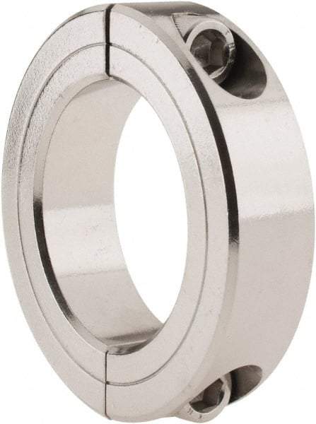 Climax Metal Products - 1-7/8" Bore, Stainless Steel, Two Piece Two Piece Split Shaft Collar - 2-7/8" Outside Diam, 11/16" Wide - Exact Tool & Supply